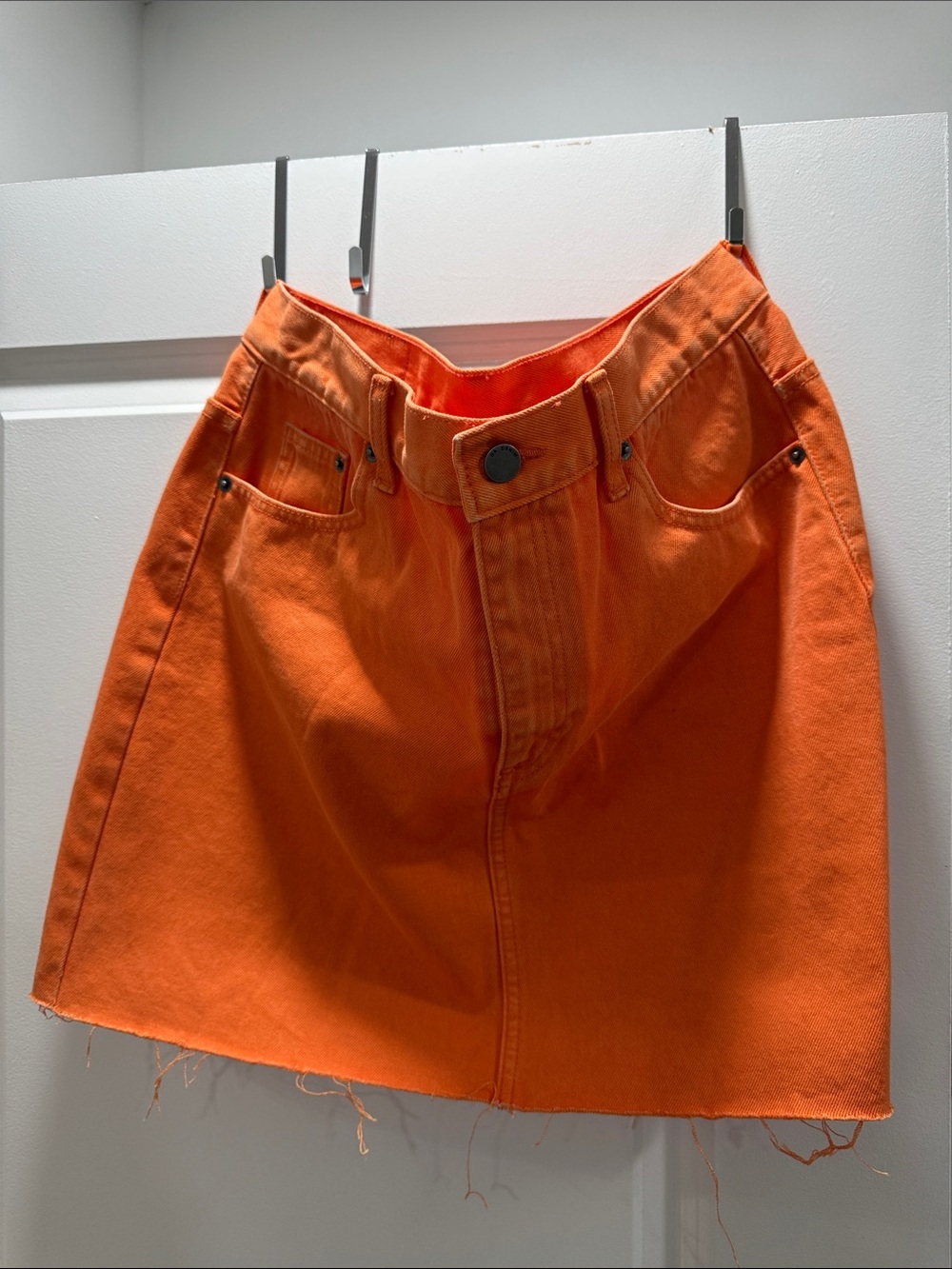 Dr. Denim Bright Orange Denim Mini Skirt